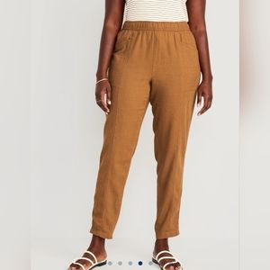 Old Navy High-Waisted Cropped Linen-Blend Tapered Pants Large